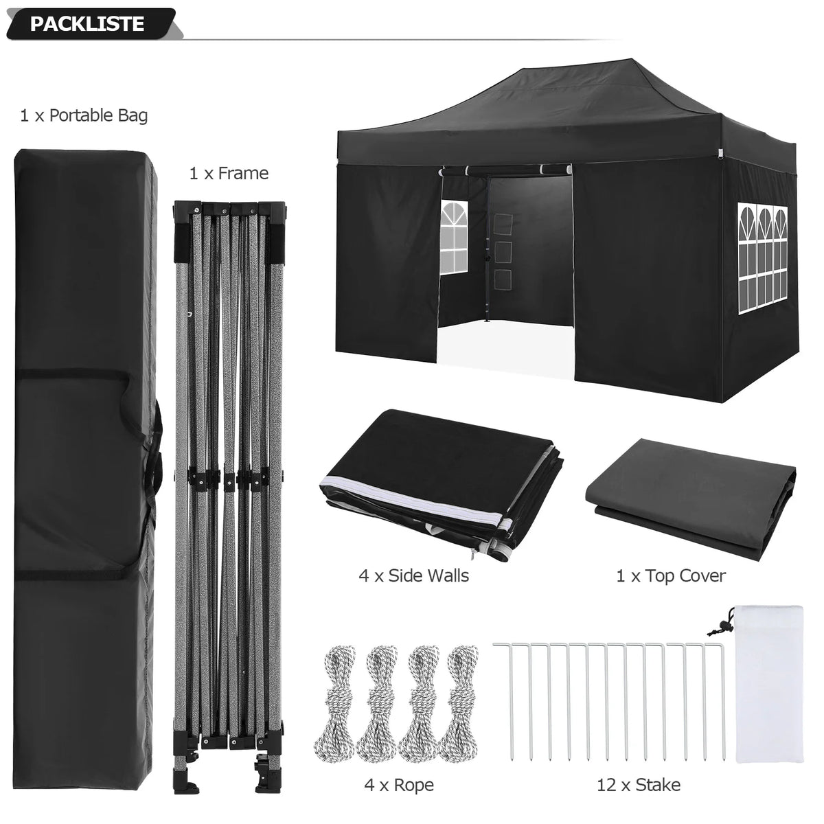 COBIZI Heavy Duty Pop Up Canopy Tent With Four Sidewalls