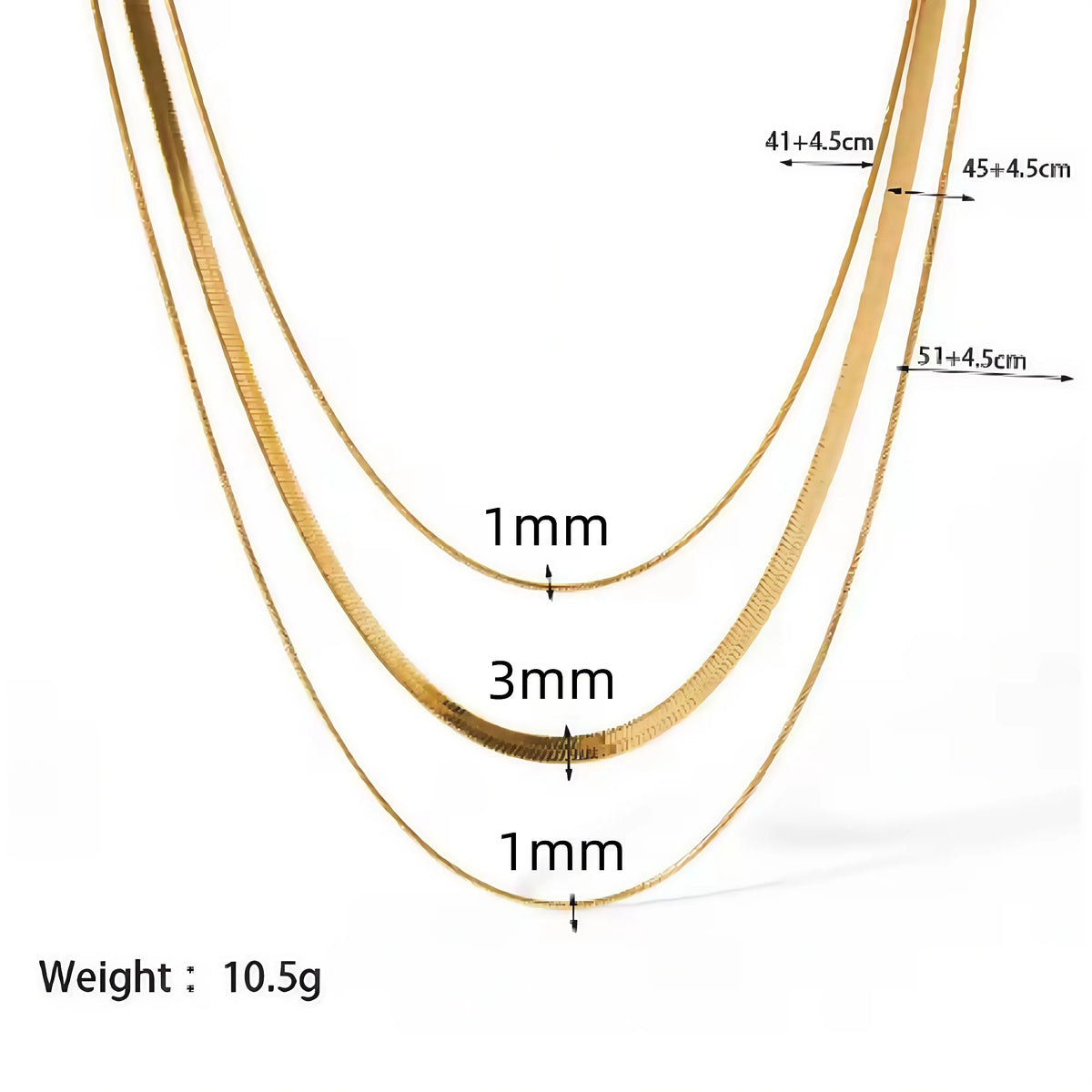 Gold Plated Stainless Steel Snake Chain Layering Necklace for Women