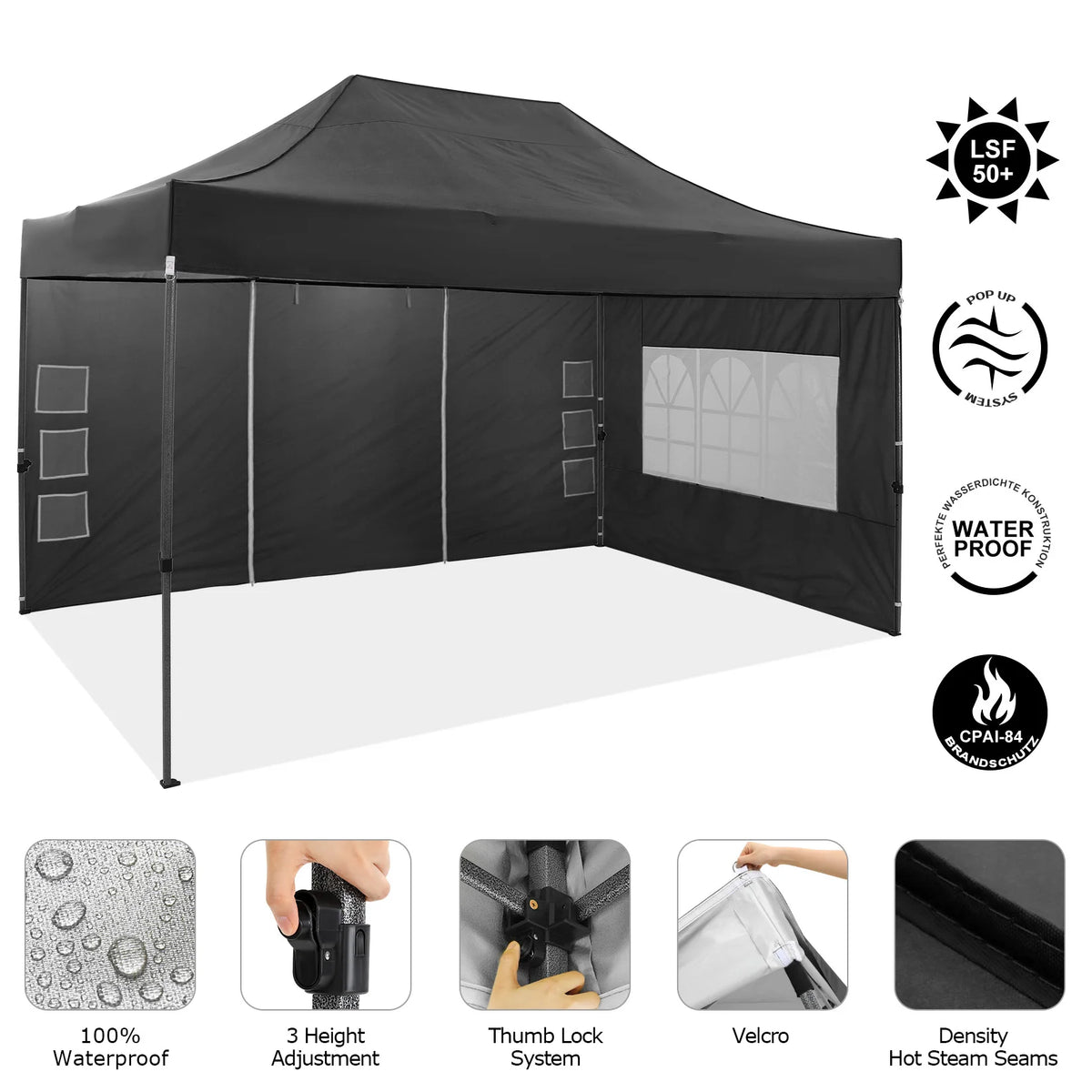 COBIZI Heavy Duty Pop Up Canopy Tent With Four Sidewalls