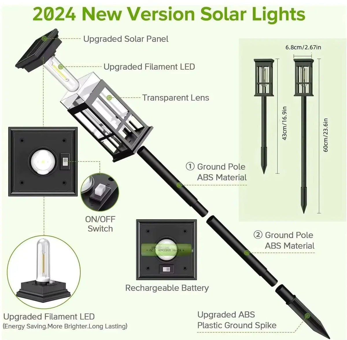 Solar Pathway Light Outdoor LED Landscape Lamp IP65 Waterproof