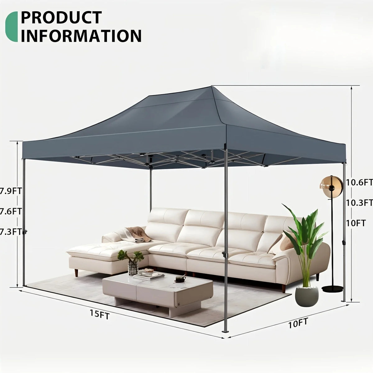 COBIZI Heavy Duty Pop Up Canopy Tent With Four Sidewalls