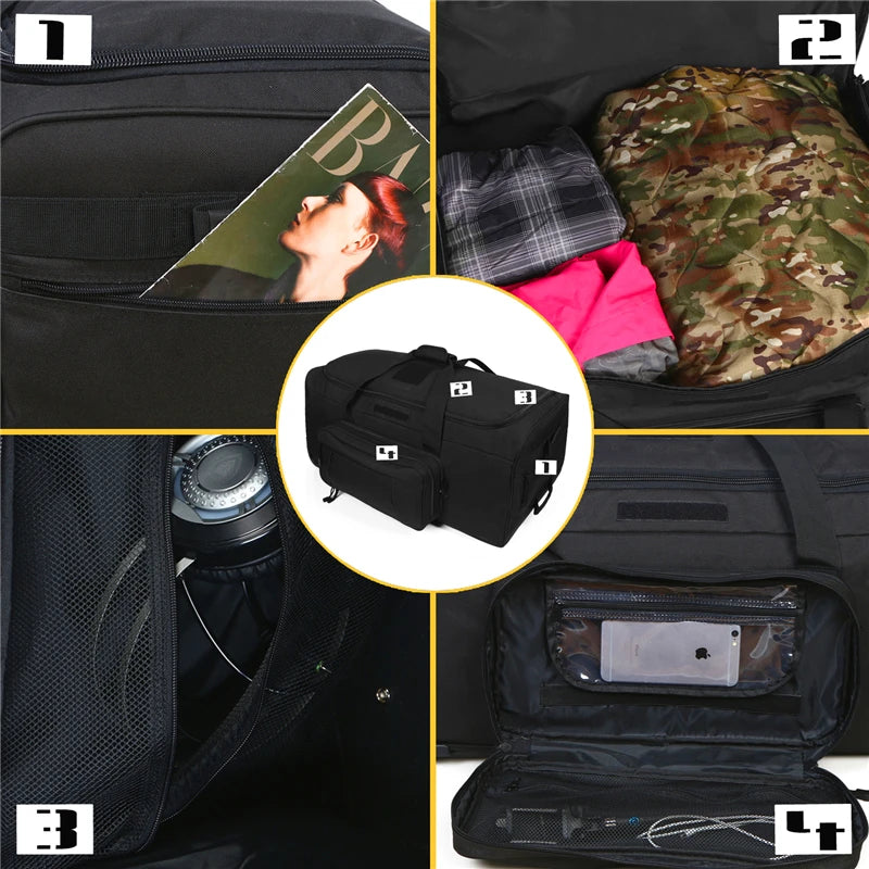 Q Tactical Rolling Duffel Bag for Camping Hiking Travel