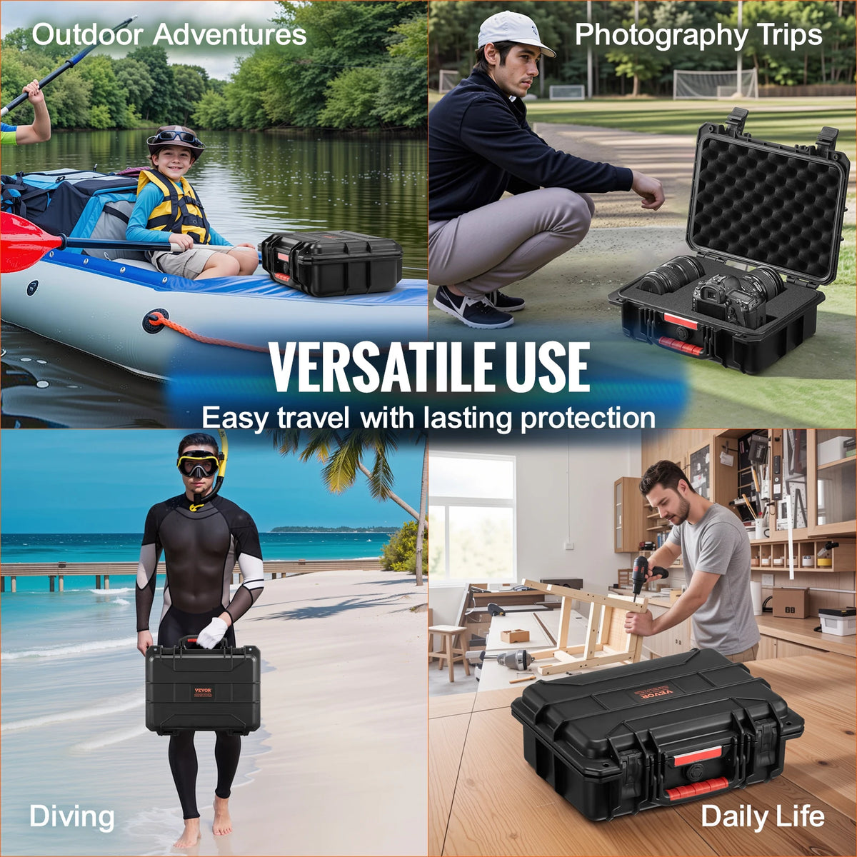 SucceBuy Waterproof Hard Case With Customizable Protective Foam Lining