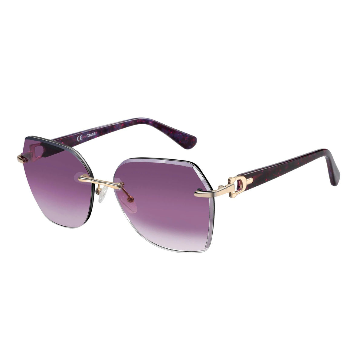 ZENOTTIC Oversized Rimless UV Protection Sunglasses for Women Geometric Diamond Cutting Gradient Lens Fashion Shades Trendy