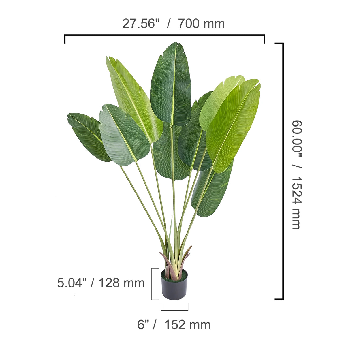 SucceBuy Artificial Palm Tree With Realistic Faux Foliage and Anti-Tip Design