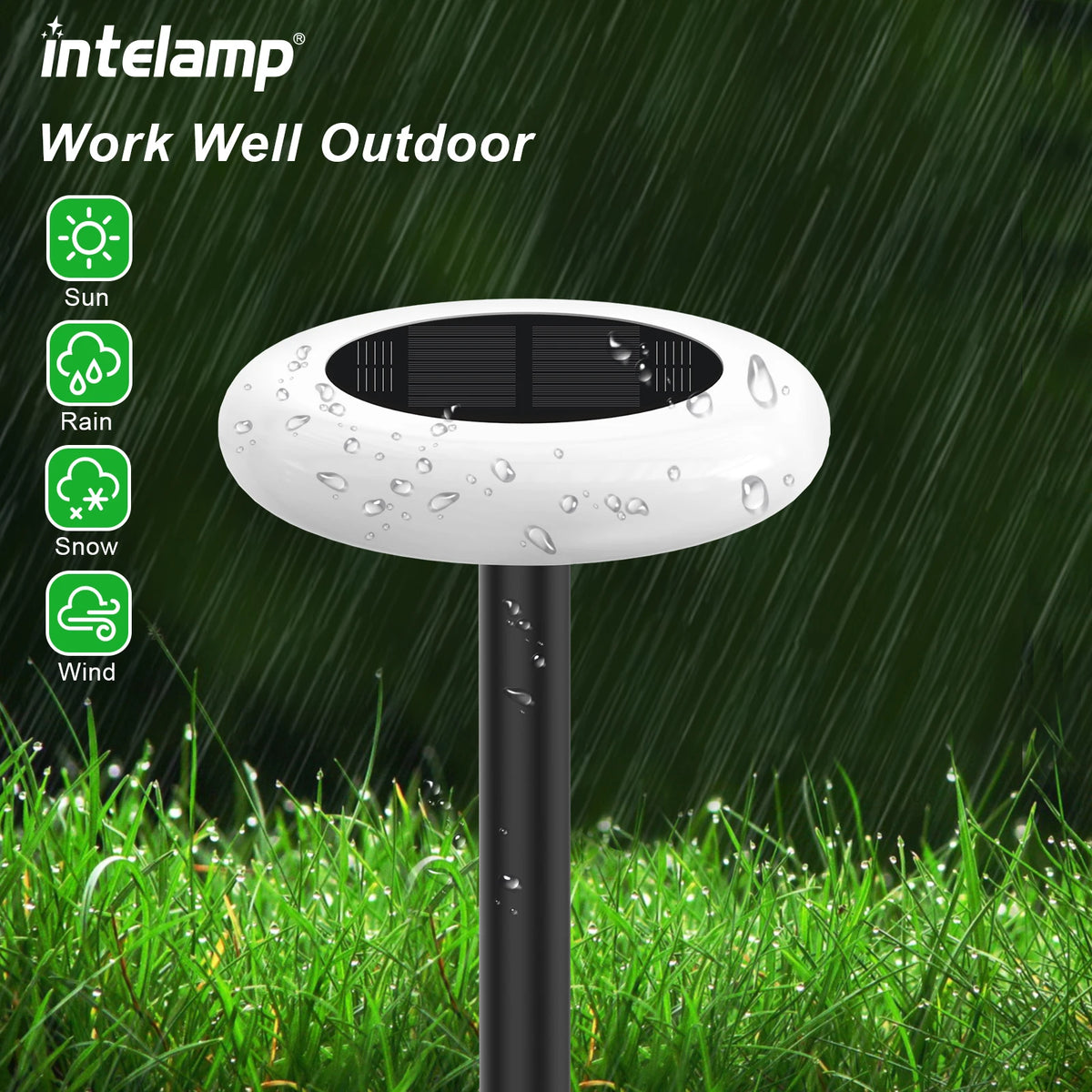 Intelamp Outdoor Solar Pathway Lights for Garden Walkway and Patio