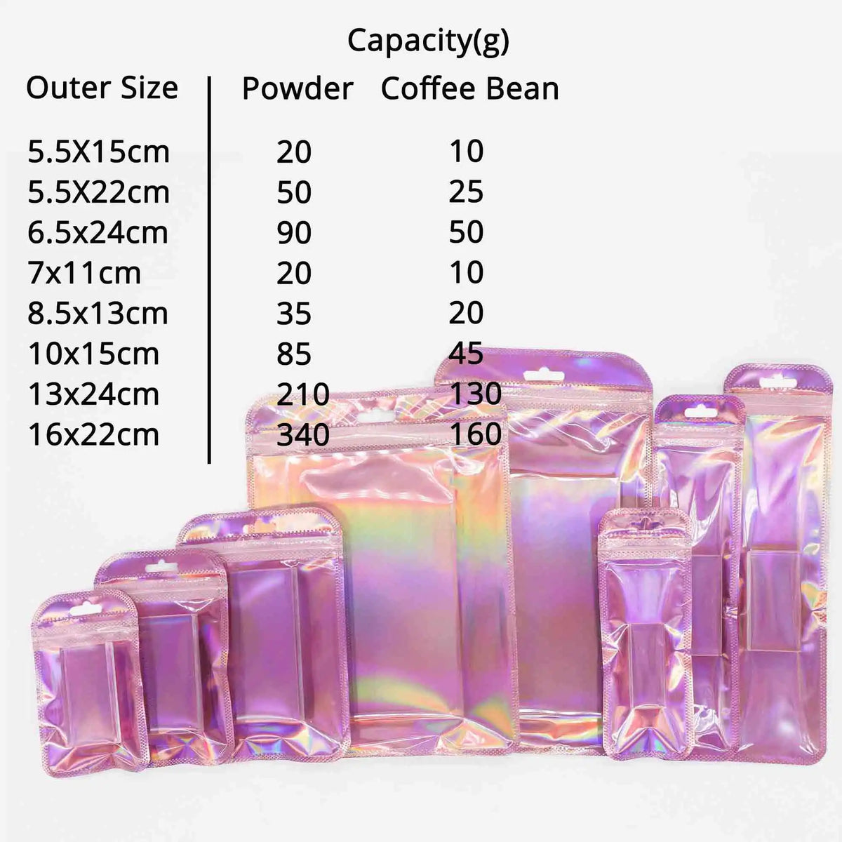 VoluPack Holographic Self Sealing Resealable Jewelry Packaging Pouches