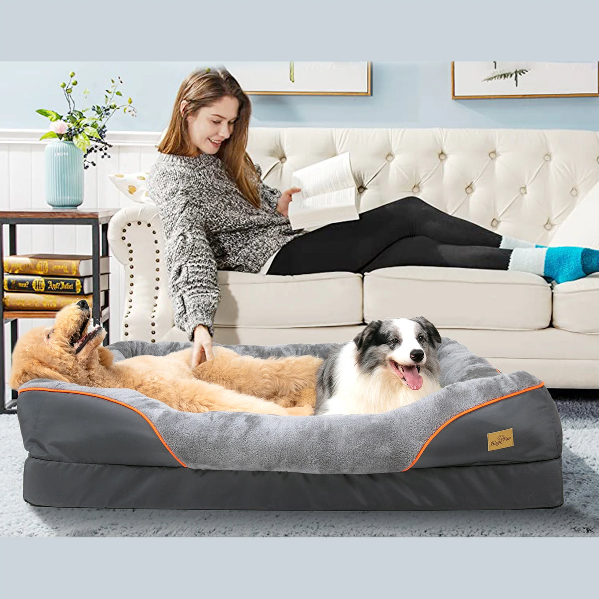 Bingopaw Soft Fleece Dog Bed With Removable Washable Cover