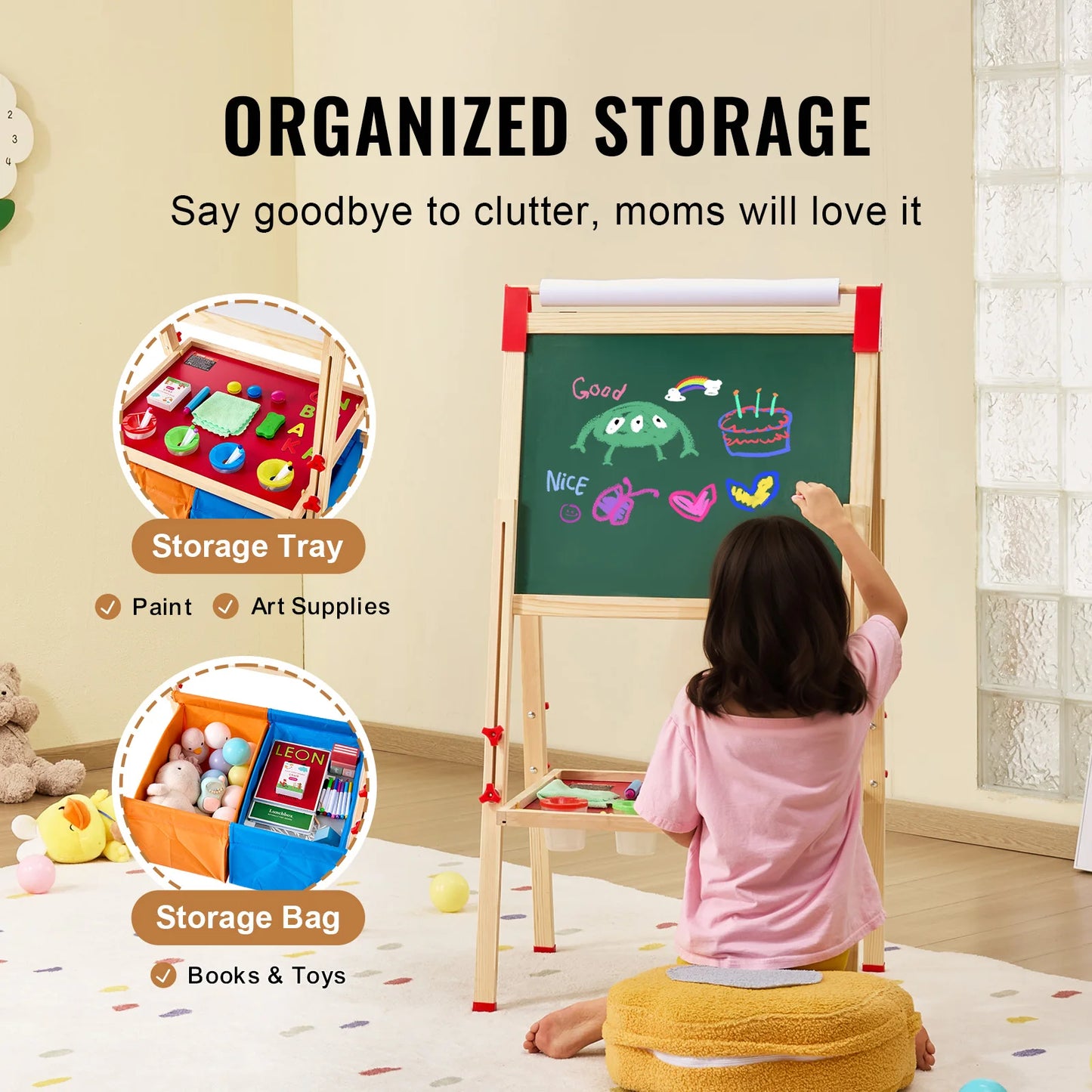 SucceBuy Children Magnetic Drawing Board And Standing Art Easel