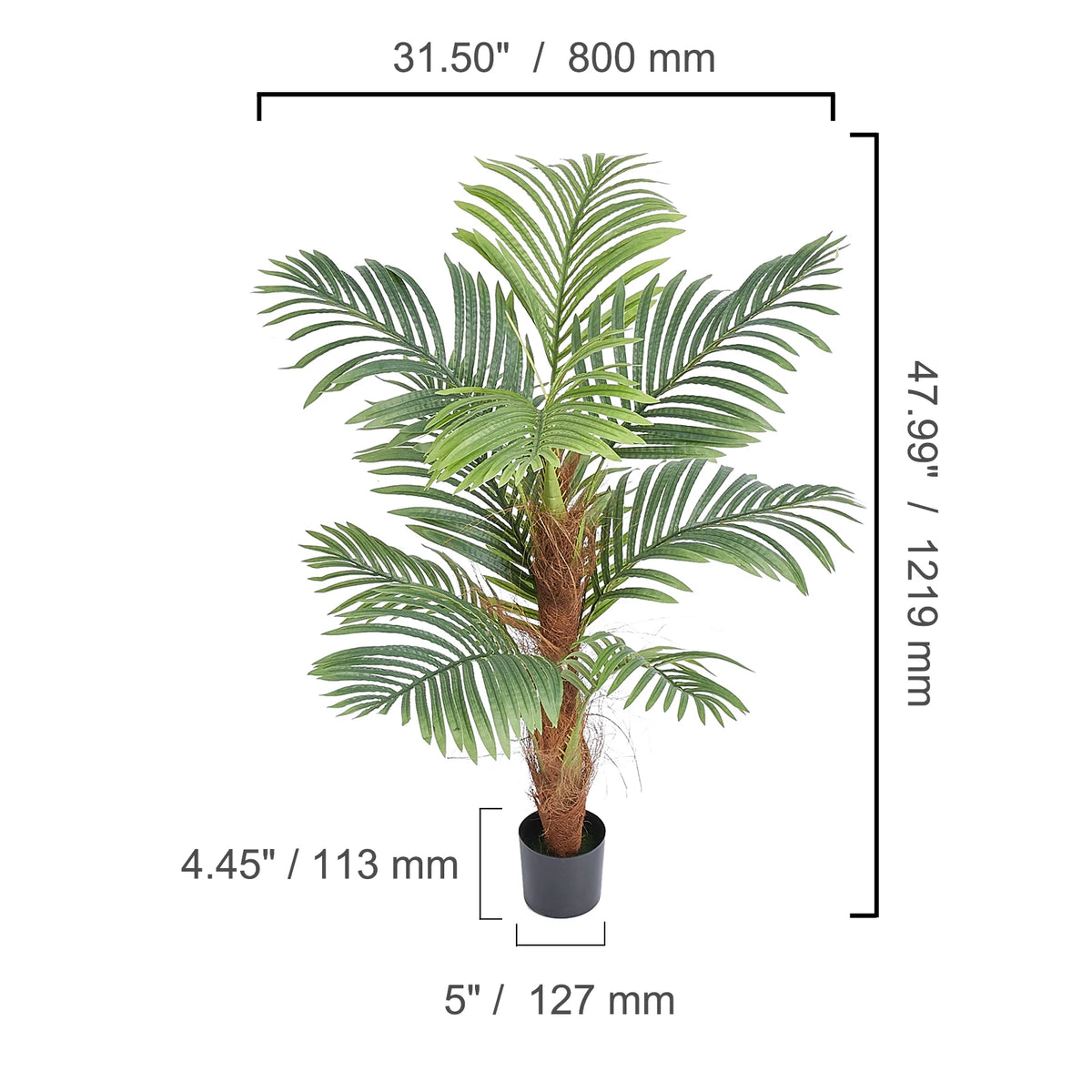 SucceBuy Artificial Palm Tree With Realistic Faux Foliage and Anti-Tip Design