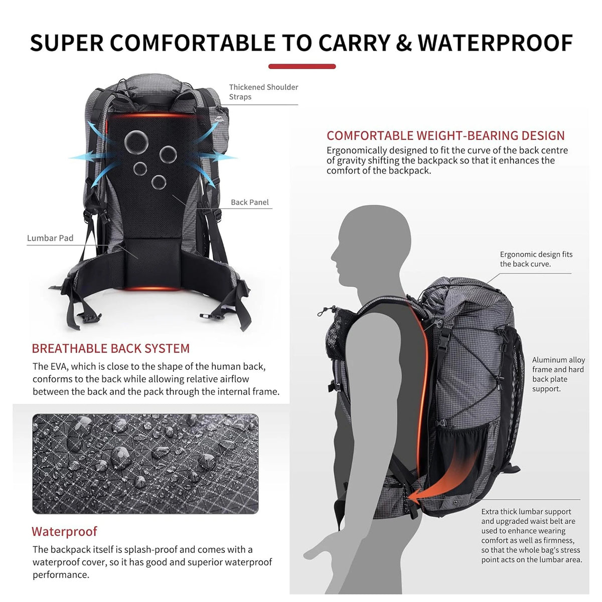 Naturehike Rock Outdoor Hiking Backpack With Rain Cover