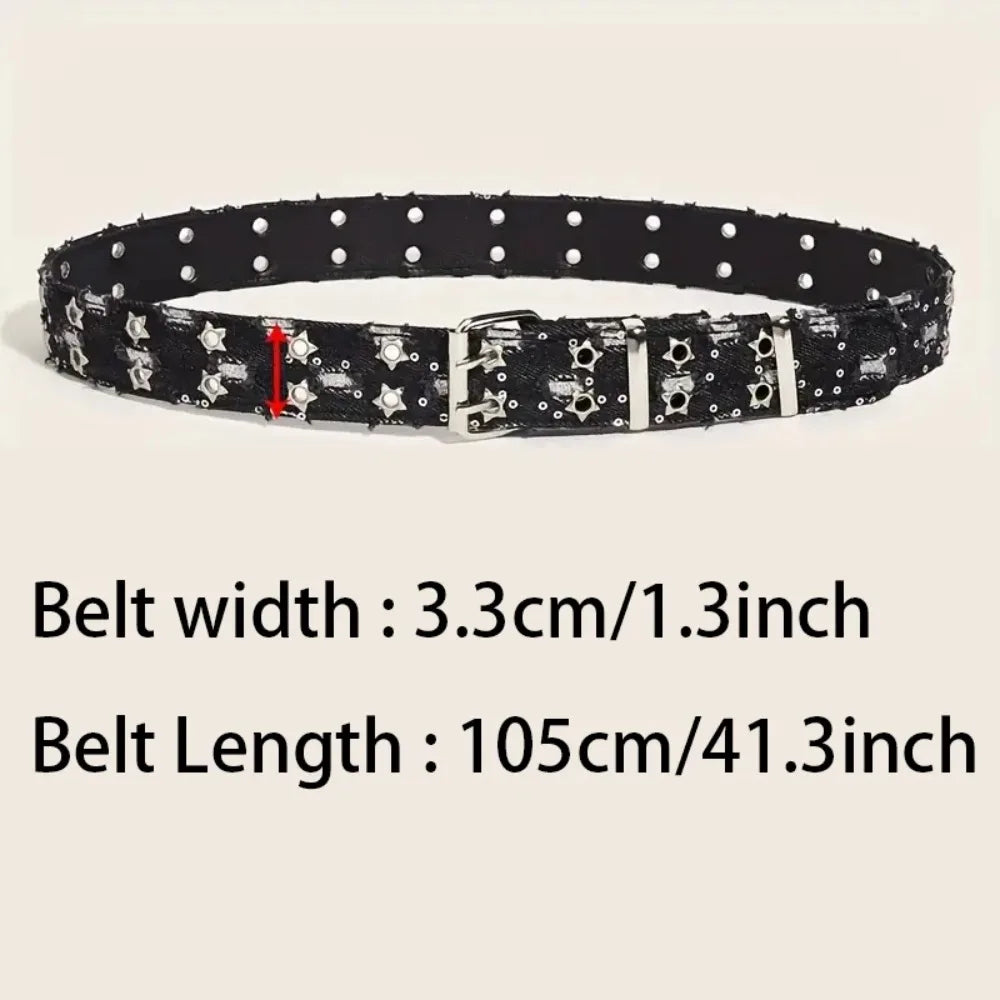 Fashion Canvas Belt With Punk Star Hollow Buckle Unisex Style