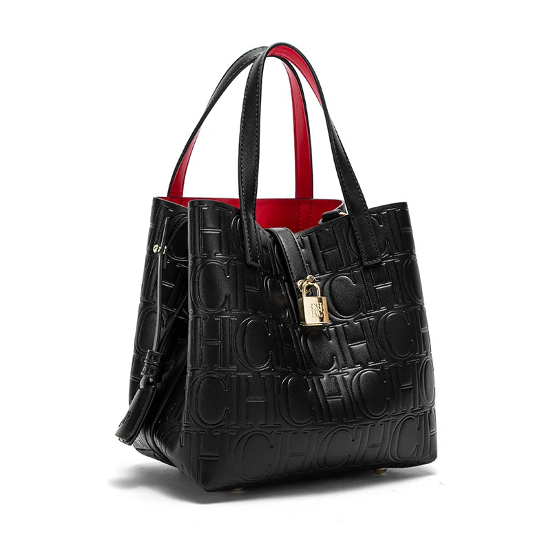CHCH Women's PU Letter Detail Handbag With Open Pocket