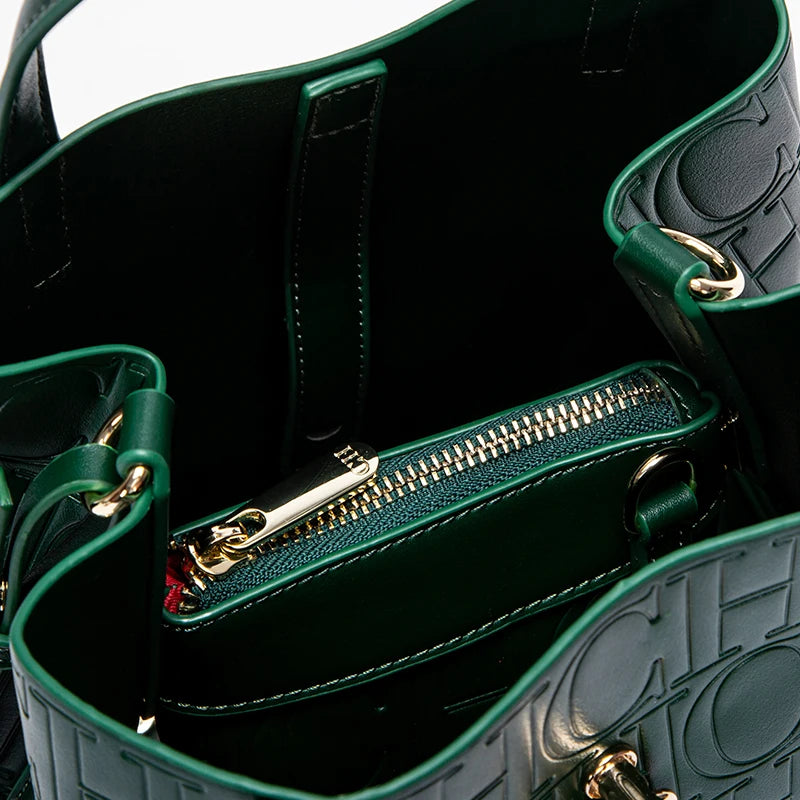 CHCH Women's PU Letter Detail Handbag With Open Pocket