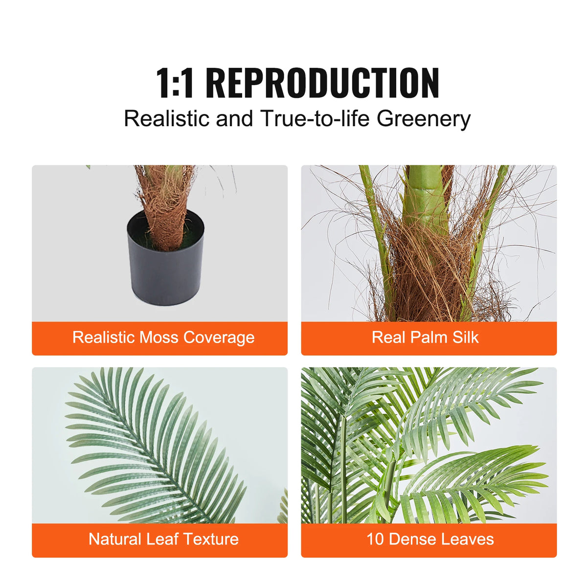 SucceBuy Artificial Palm Tree With Realistic Faux Foliage and Anti-Tip Design
