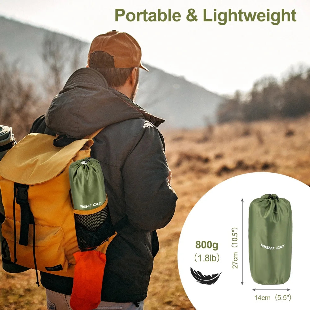 Night Cat Inflatable Camping Sleeping Pad With Pillow Foot Pump
