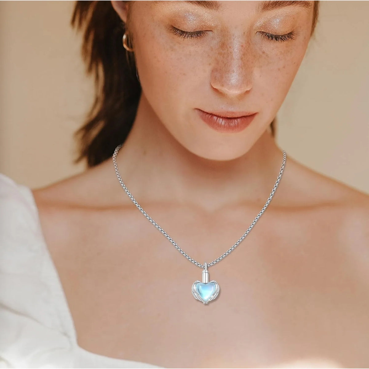 DRINSPER Sterling Silver Cremation Urn Necklace Memorial Pendant for Ashes
