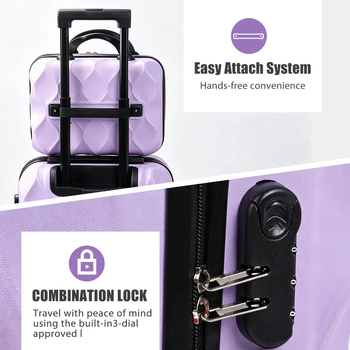 Spinner Hardshell Luggage Set With Carry On And TSA Lock
