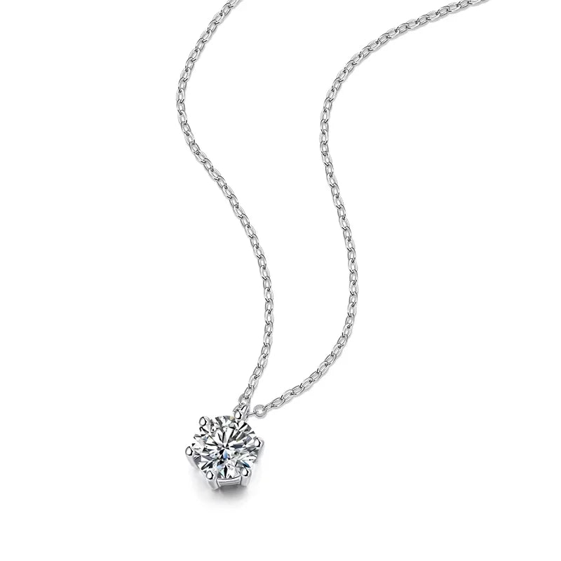 Moissanite Pendant Necklace With Sterling Silver Chain For Women