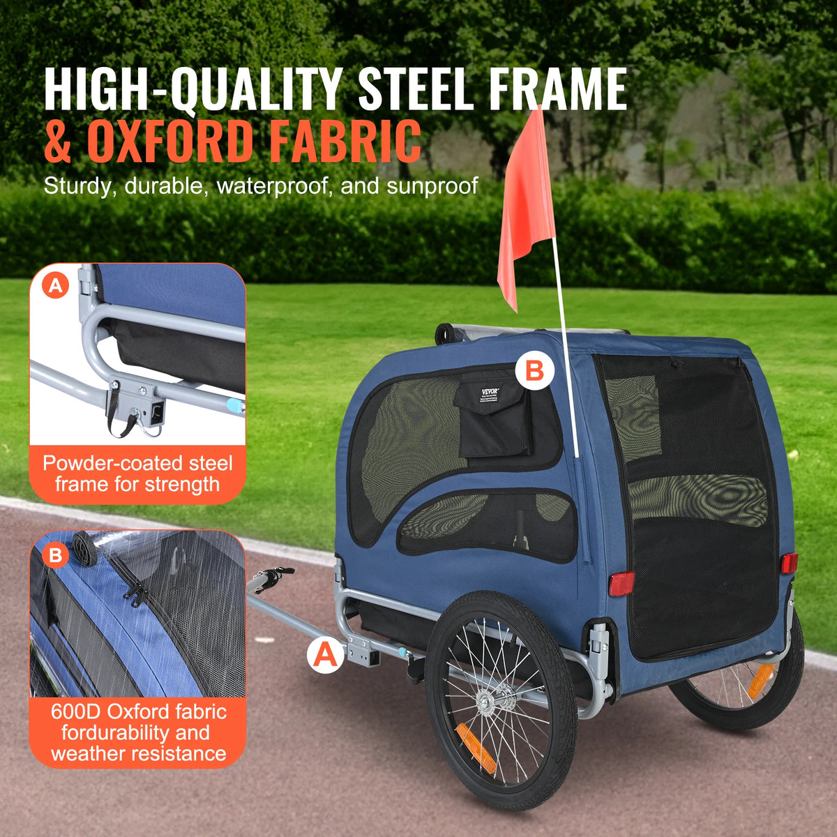 SucceBuy Pet Bicycle Trailer Carrier with Safety Reflectors and Storage