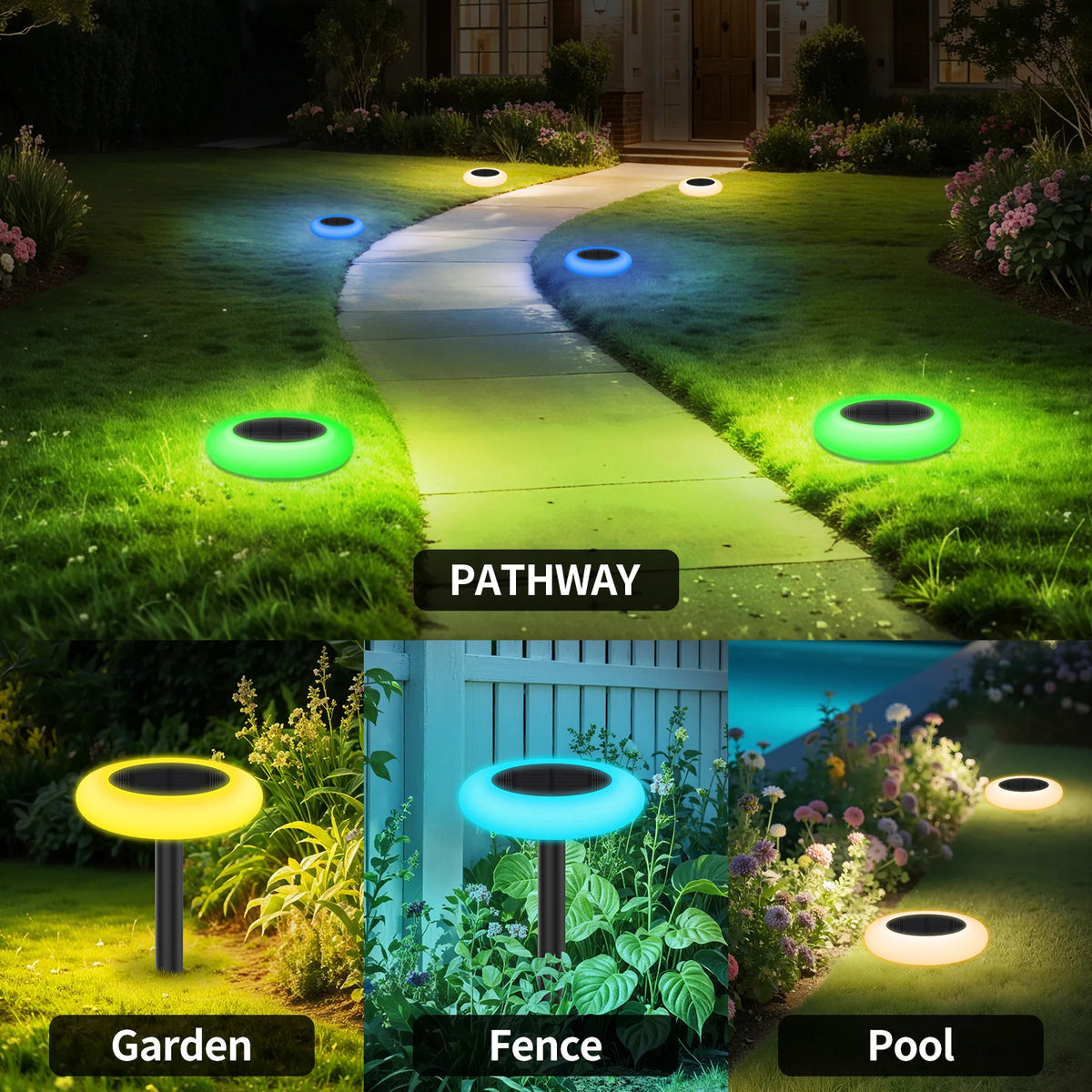 Intelamp Outdoor Solar Pathway Lights for Garden Walkway and Patio
