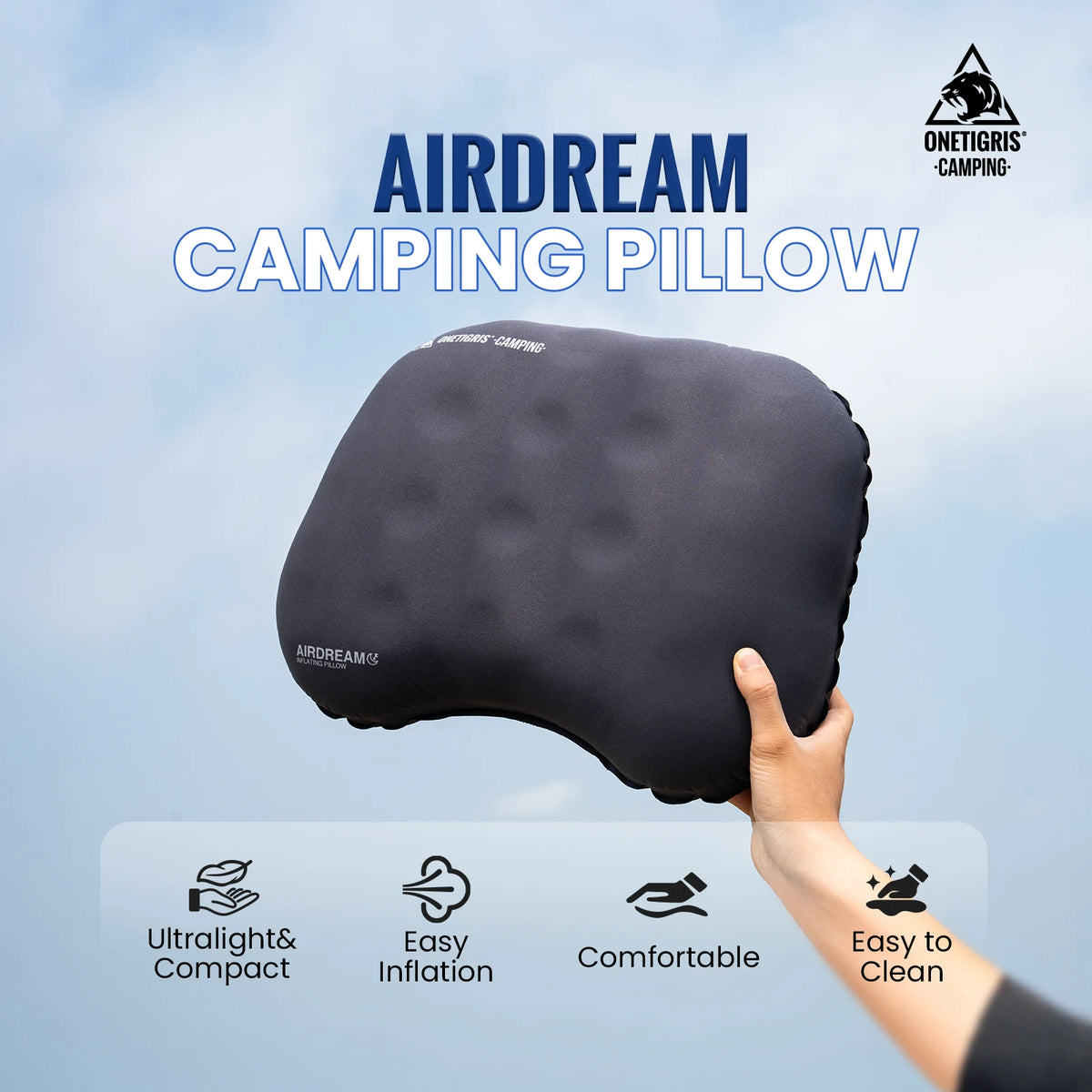 OneTigris Airdream Inflatable Camping Pillow for Travel and Backpacking