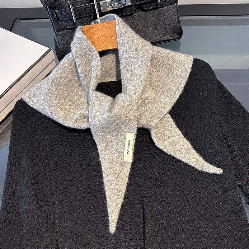 Hundred Percent Wool British Korean Triangular Scarf Women Knit Shawl
