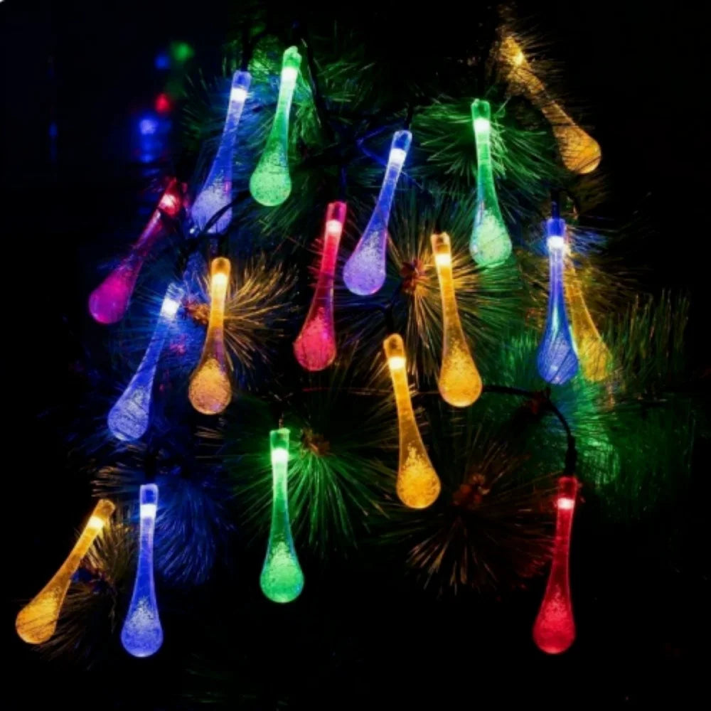 Solar Water Droplets LED String Lights Outdoor Decoration