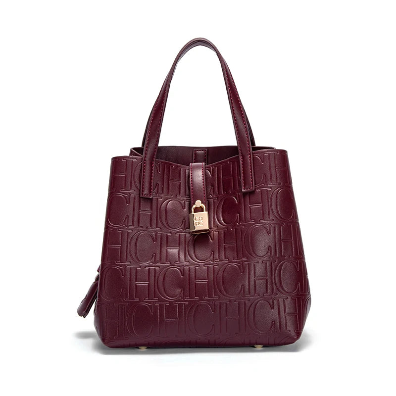 CHCH Women's PU Letter Detail Handbag With Open Pocket
