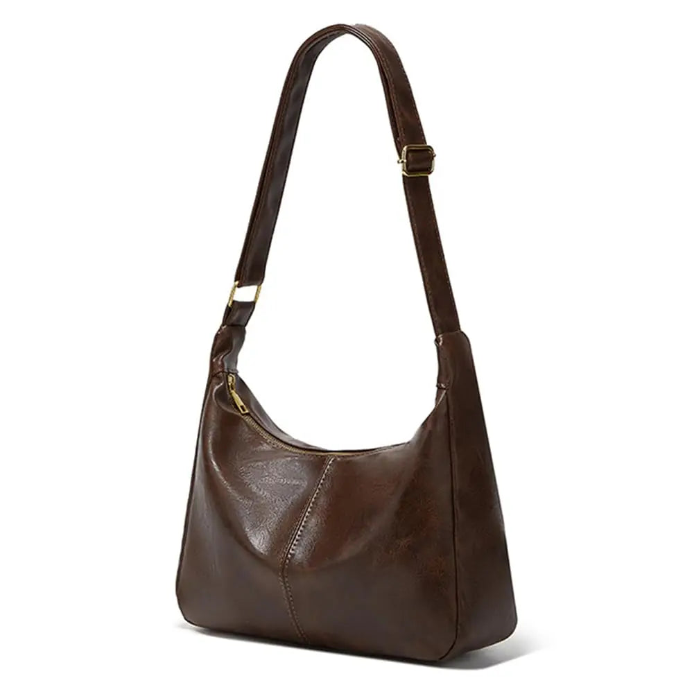 Soft Vegan Leather Hobo Shoulder Bag for Women with Zipper
