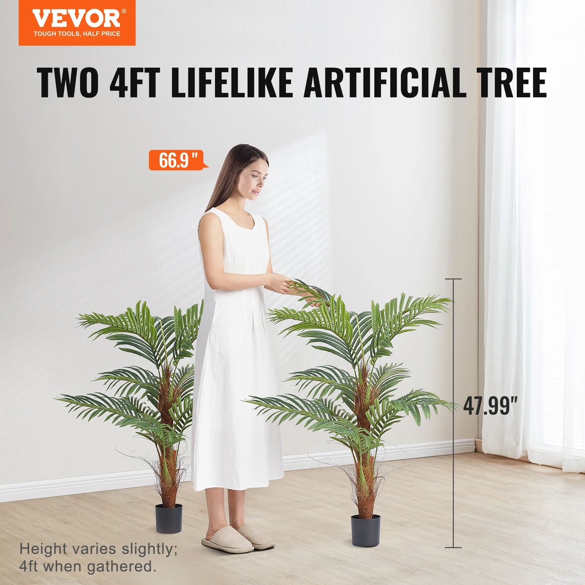 SucceBuy Artificial Palm Tree With Realistic Faux Foliage and Anti-Tip Design