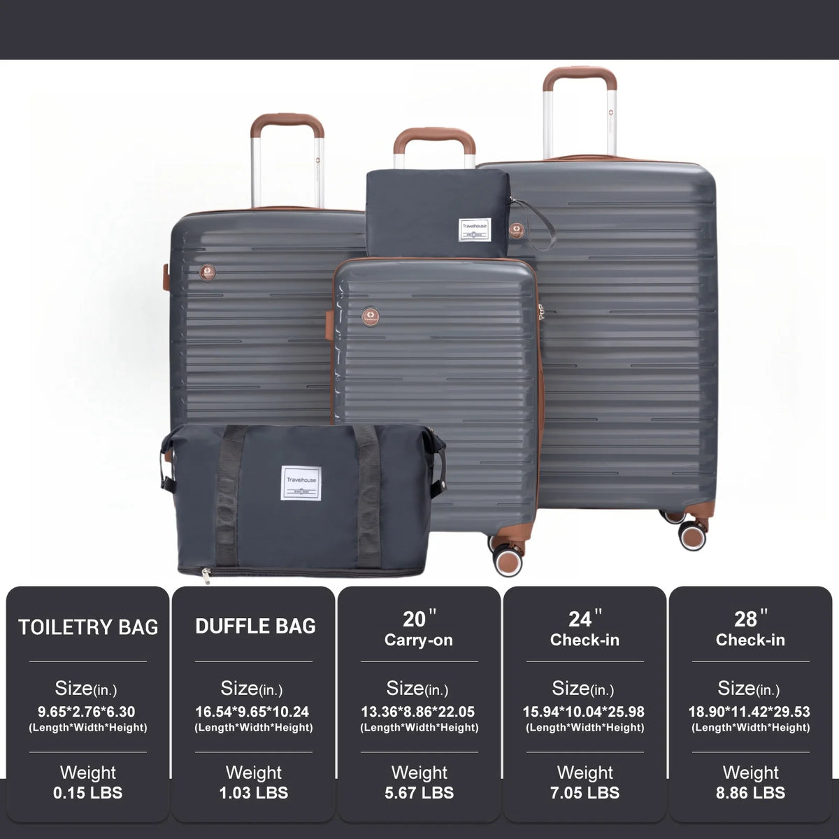 Travelhouse Hardcase Luggage Set With Spinner Wheels And TSA Lock