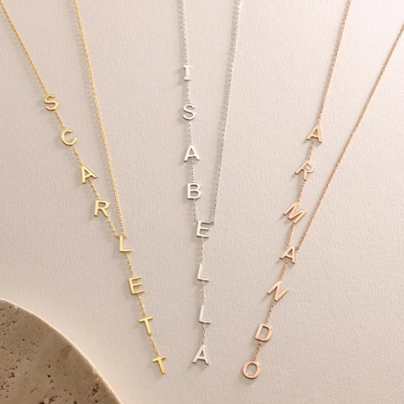 WinWinWin Personalized Initial Lariat Necklace With Custom Drop Pendant