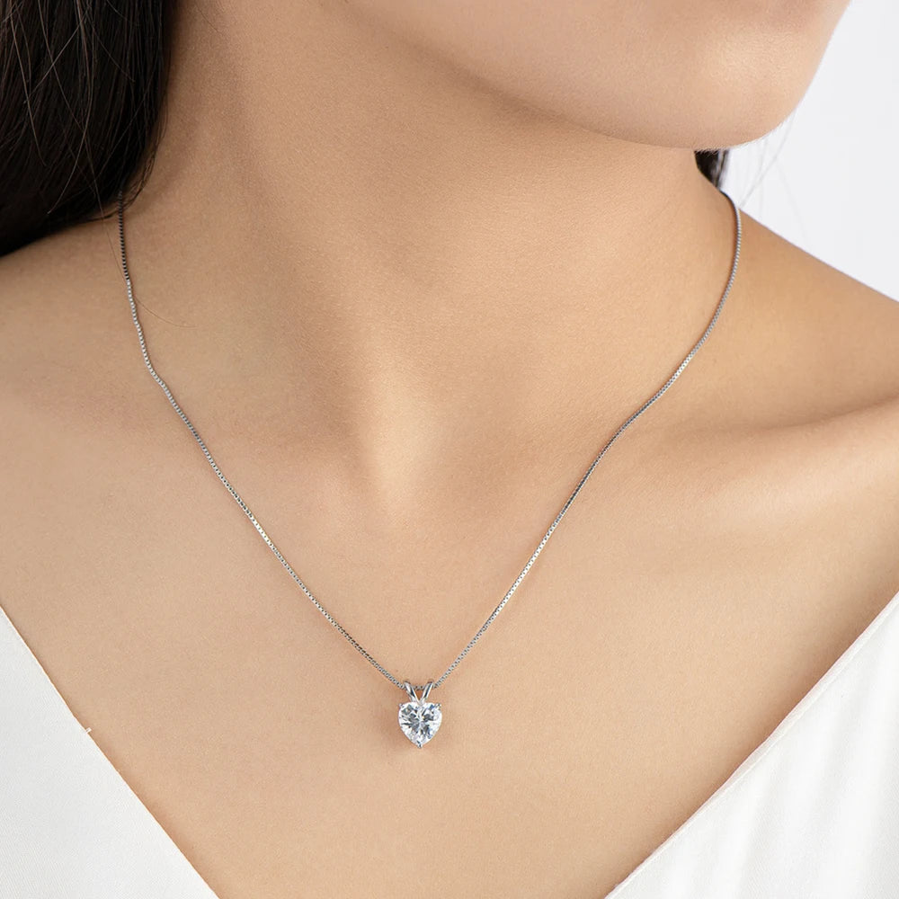 CBTB Sterling Silver Moissanite Heart Cross Pendant Necklace for Women