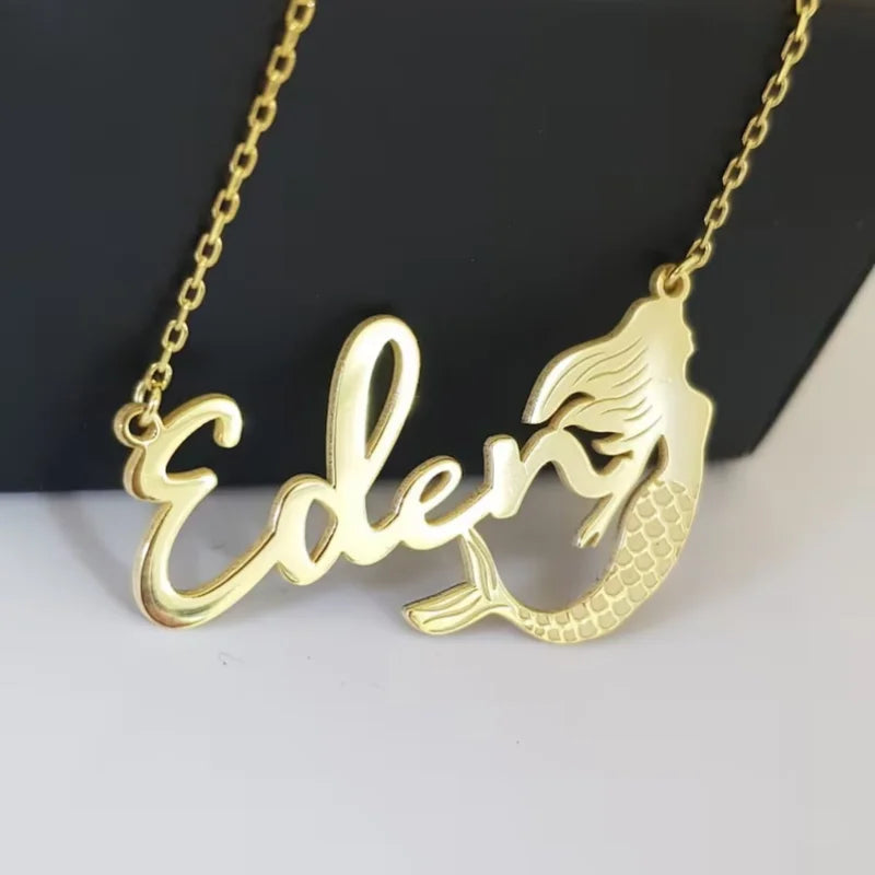 WinWinWin Personalized Mermaid Name Necklace Gift for Her and Girls