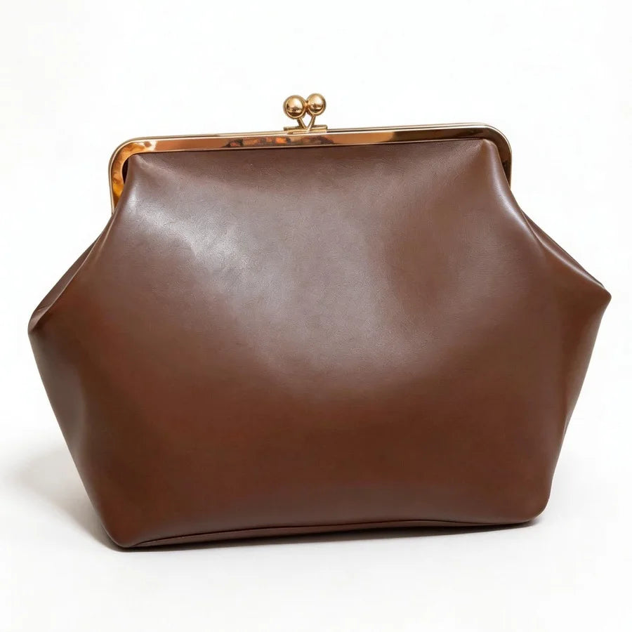 Fashion Large Kisslock Clip Shell Clutch Bag Designer Women Handbags Luxury Soft Pu Leather Shoulder Bags Elegant Party Bag2026