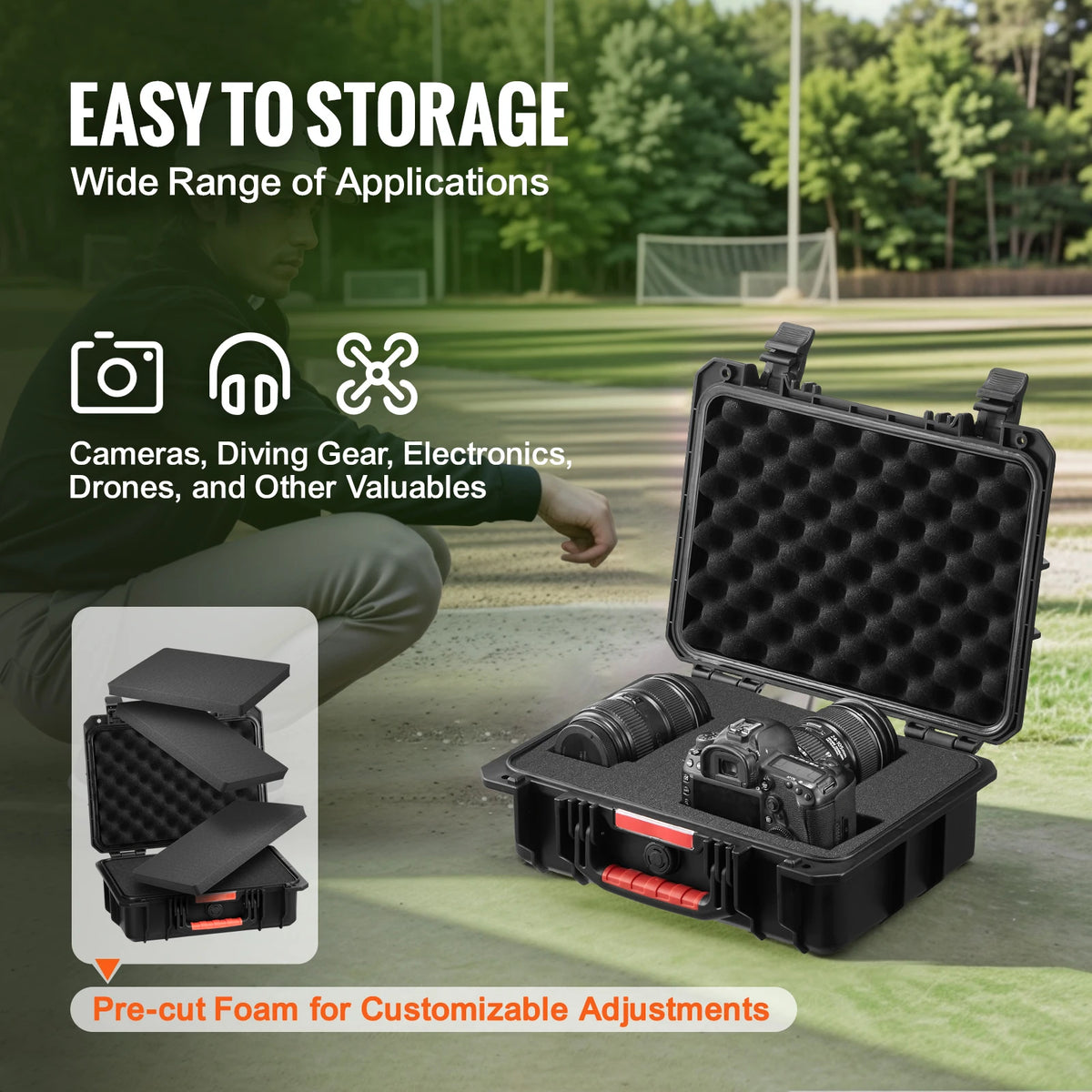 SucceBuy Waterproof Hard Case With Customizable Protective Foam Lining