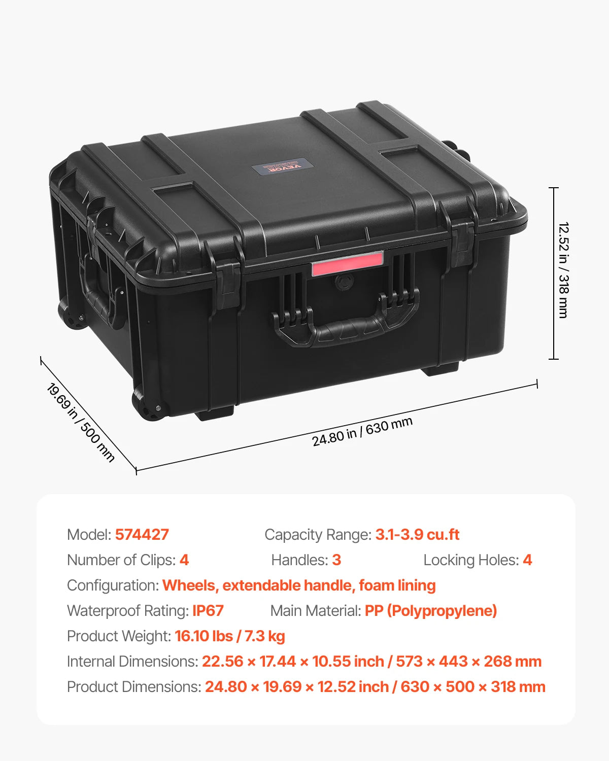 SucceBuy Waterproof Hard Case With Customizable Protective Foam Lining