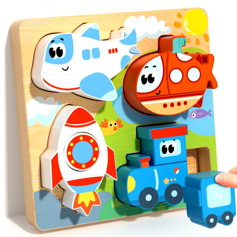 Montessori Toy Wooden Building Blocks Early Learning Educational Toys Color Shape Match Kids Puzzle Toys For Children Boys Girls