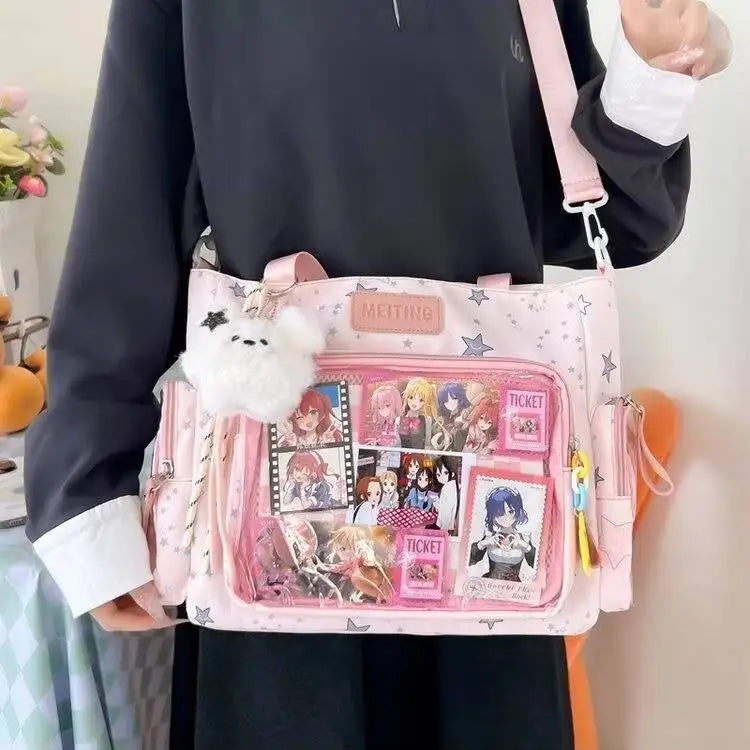 Cute Lolita Ita Transparent Shoulder Tote Bag With Bow Detail