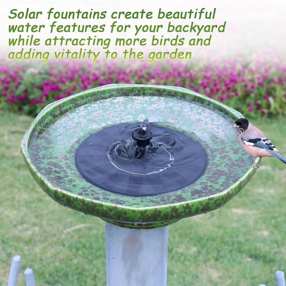 Solar Fountain Ceramic Bird Bath,Birdbaths for Outdoors,Outdoor Fountain Bird Bath,Garden and Home Décor