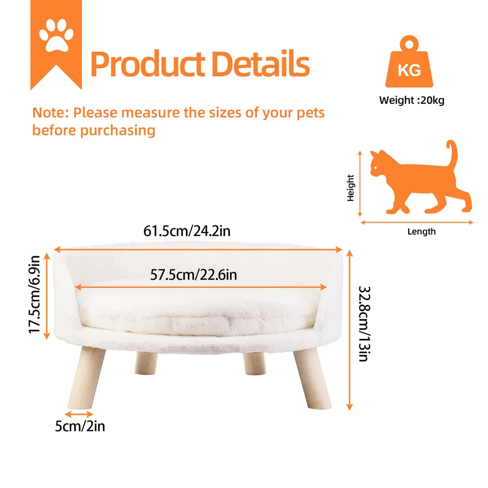 BORWART Ultra Soft Elevated Pet Sofa Bed With Removable Cover