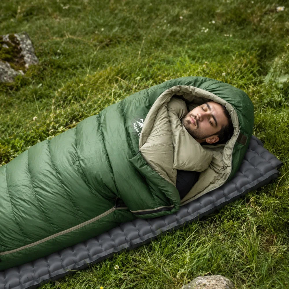 Night Cat Duck Down Mummy Sleeping Bag For Outdoor Camping Hikes