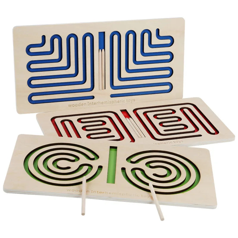 1/2/3Pc Left And Right Brain Development Wooden Toy for Stimulating Eye-Hand Coordination Autistic Child Classroom Teaching Aids