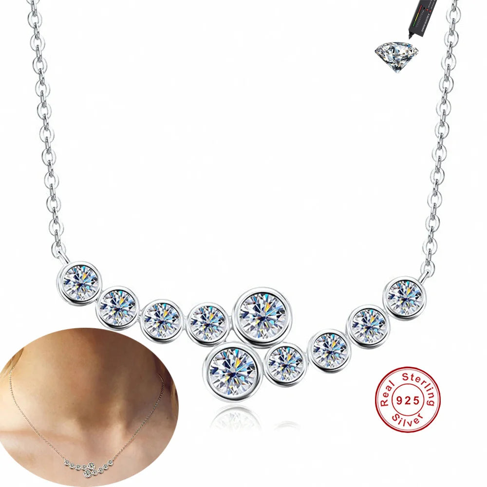 CBTB Moissanite Symmetrical Pendant Necklace in Sterling Silver