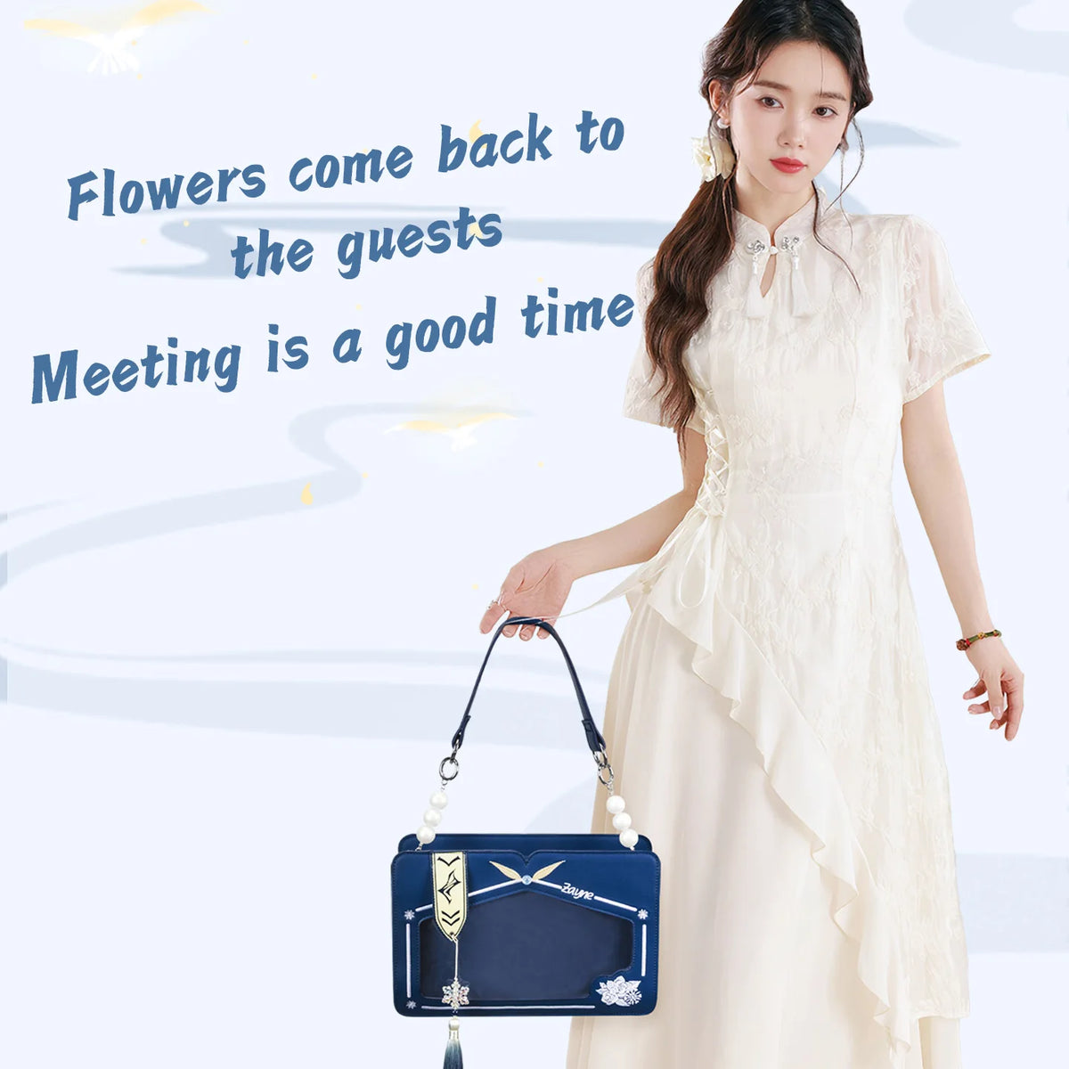 Kabaqoo Women's Floral Embroidered Transparent Ita Shoulder Bag