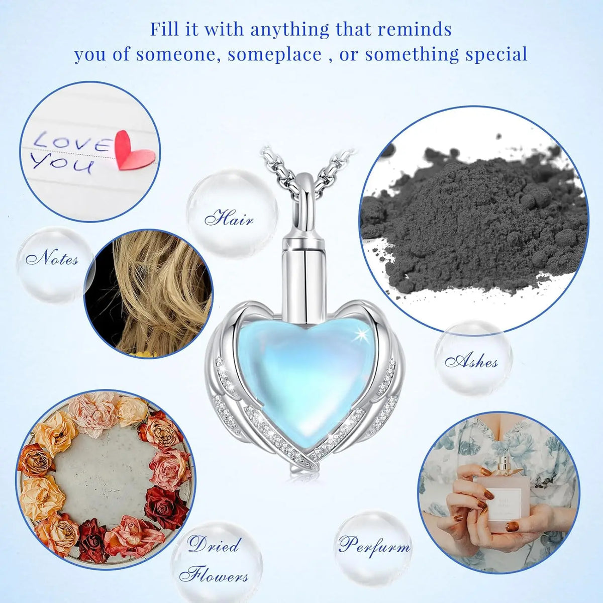 DRINSPER Sterling Silver Cremation Urn Necklace Memorial Pendant for Ashes