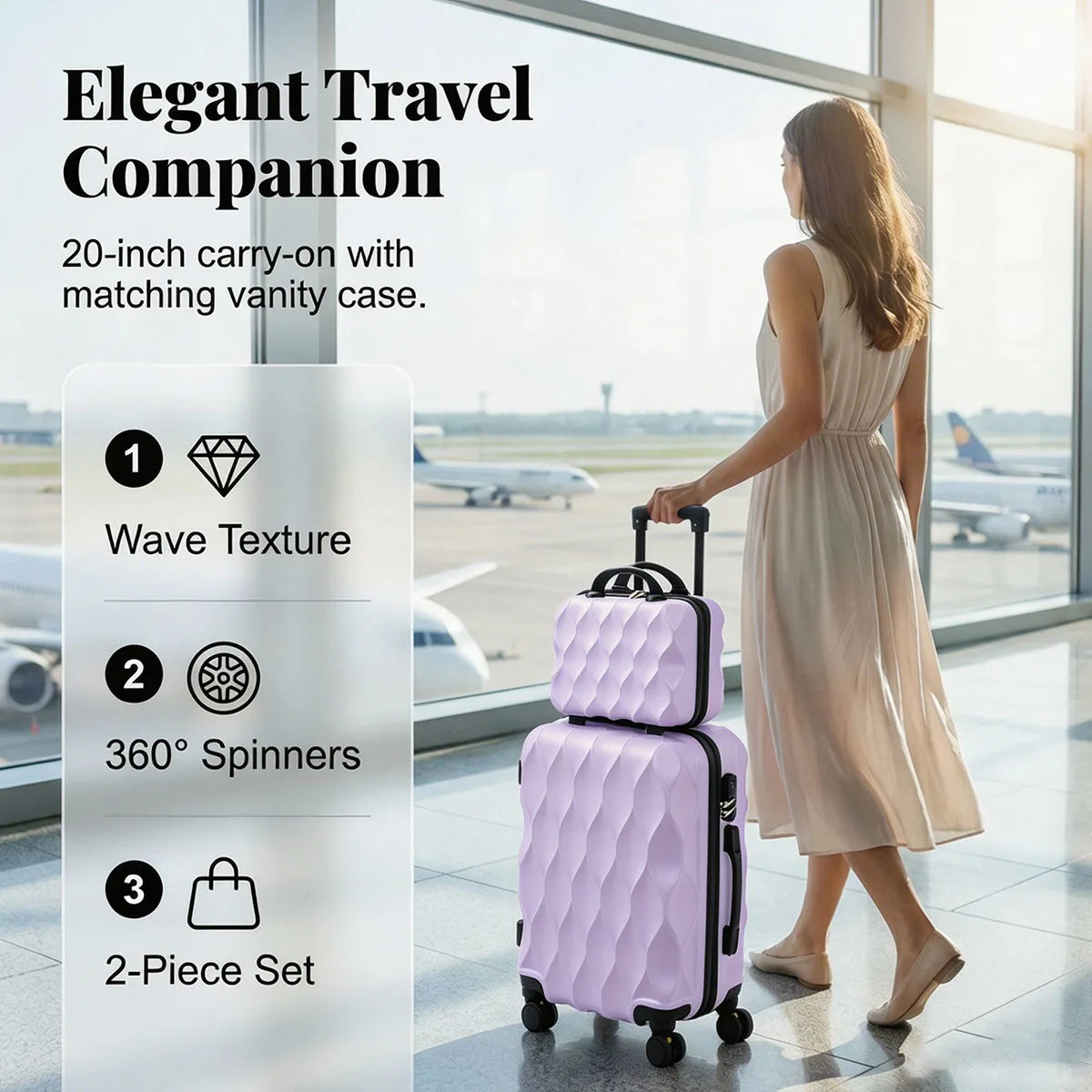 Spinner Hardshell Luggage Set With Carry On And TSA Lock