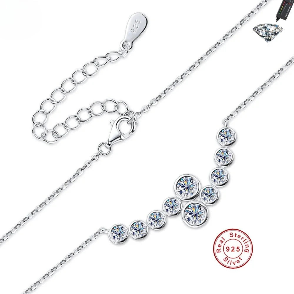 CBTB Moissanite Symmetrical Pendant Necklace in Sterling Silver