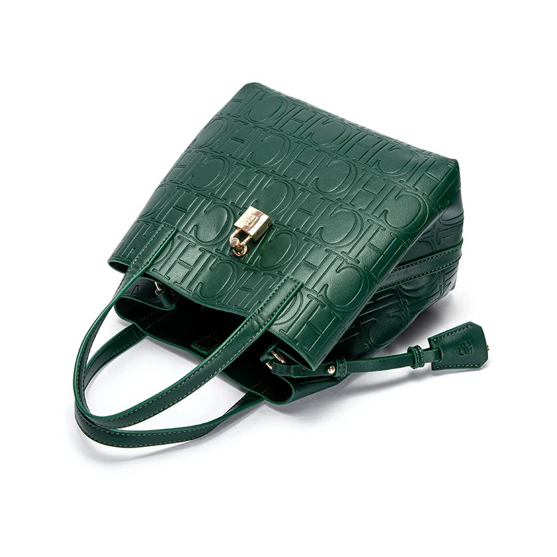 CHCH Women's PU Letter Detail Handbag With Open Pocket